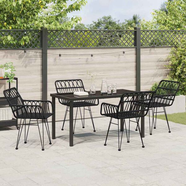 vidaXL Have Spisebordss&aelig;t 5 pcs Sort Poly rattan
