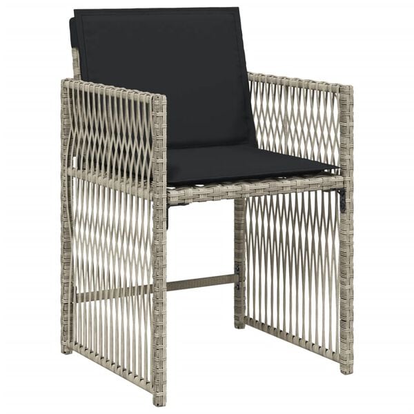 vidaXL spisebordss&aelig;t til haven 5 dele med hynder polyrattan lysegr&aring;