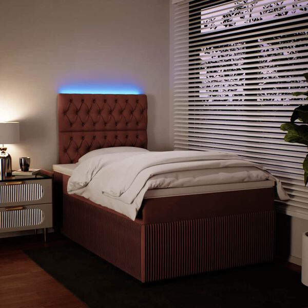 vidaXL kontinentalseng med madras 120x190 cm velour lyser&oslash;d