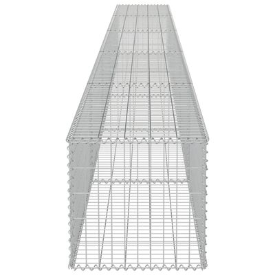 vidaXL gabionvæg med dæksler galvaniseret stål 600 x 50 x 50 cm