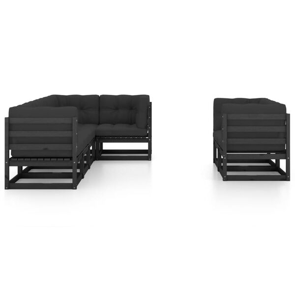 vidaXL loungesæt til haven 7 dele med hynder massivt fyrretræ