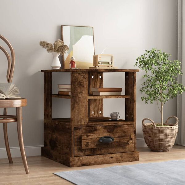 vidaXL sidebord 50x50x60 cm konstrueret tr&aelig; r&oslash;get egetr&aelig;sfarve