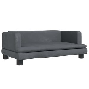 vidaXL sofa til b&oslash;rn 80x45x30 cm velour m&oslash;rkegr&aring;