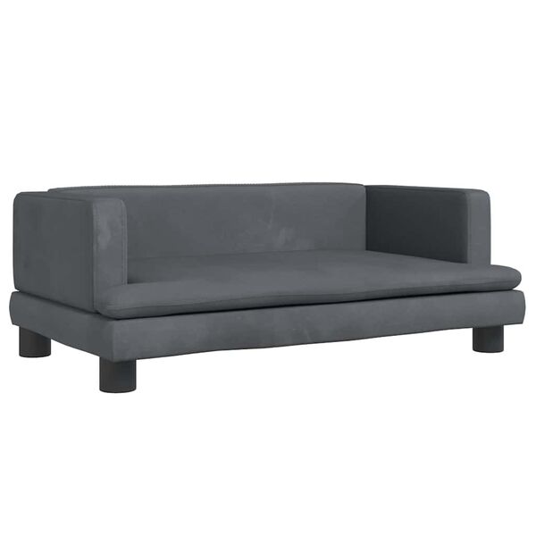 vidaXL sofa til b&oslash;rn 80x45x30 cm velour m&oslash;rkegr&aring;