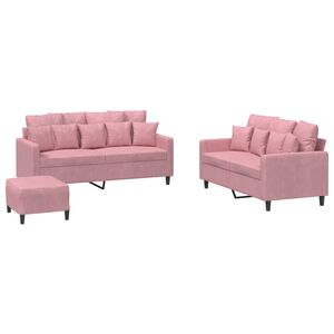 vidaXL sofas&aelig;t 3 dele med hynder velour lyser&oslash;d