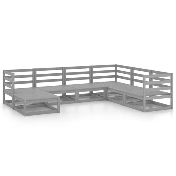 vidaXL loungesæt til haven 7 dele massivt fyrretræ grå