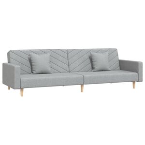 vidaXL 2-personers sovesofa med 2 puder stof lysegr&aring;