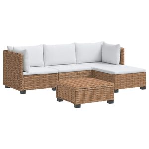 vidaXL 5 stk. Rattan Lounges&aelig;t med Puder GENDT Naturlig rattan