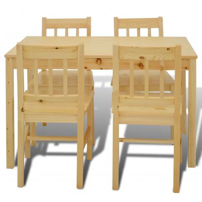 vidaXL spisebordssæt med 4 stole træ natur