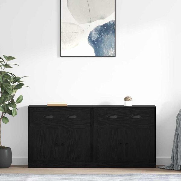 vidaXL Sideboards 2 pcs Sort eg 70 x 35,5 x 67,5 cm Konstrueret tr&aelig;