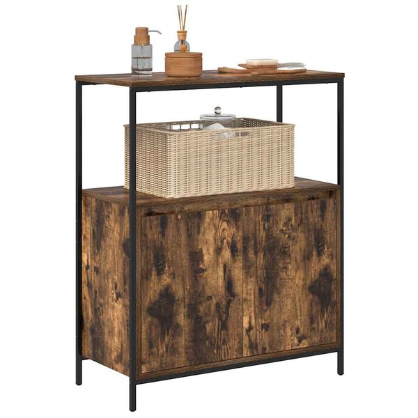 vidaXL badeværelsesskab med hylder 76,5x35x95 cm røget egetræsfarve