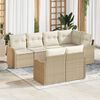 vidaXL Havesofa S&aelig;t med pude med opbevaring 7 pcs Beige Poly rattan
