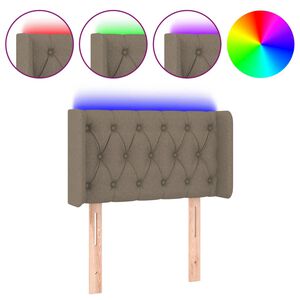 vidaXL sengegavl med LED-lys 83x16x78/88 cm stof gr&aring;brun