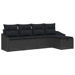 vidaXL Sofa S&aelig;t 5 stk. Sort polyrattan