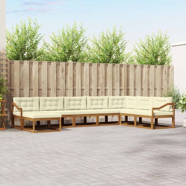 vidaXL Udend&oslash;rs sofagruppe med pude 8 pcs Naturlig og Fl&oslash;de