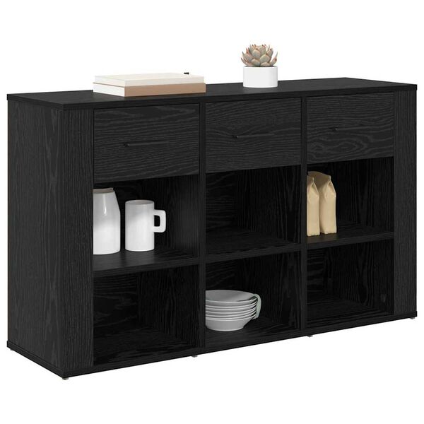 vidaXL Sideboard med skuffe Sort eg 100 x 30 x 59,5 cm Konstrueret tr&aelig;