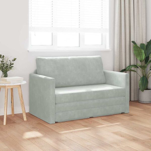 vidaXL Sovesofa Lysegrå 124 x 204 x 61 cm Fløjl