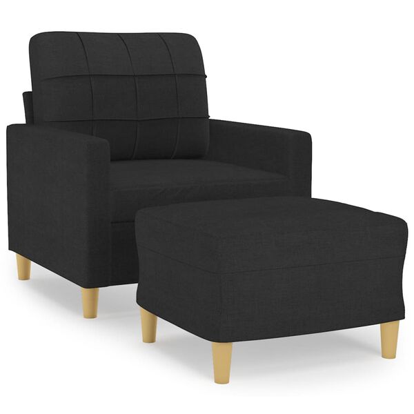 vidaXL sofastol med fodskammel 60 cm stof Sort