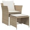 vidaXL havestol med fodskammel polyrattan beige