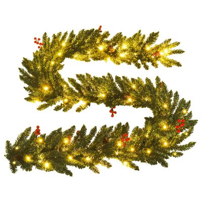 vidaXL kunstige juletræer 2 stk. med krans + guirlande og LED'er