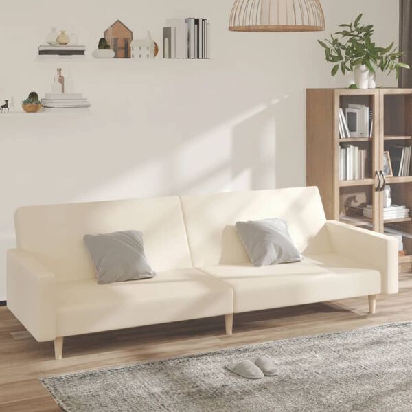 vidaXL 2-personers sovesofa stof cremefarvet