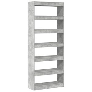 vidaXL Bogskab 6 niveauer 80 x 30 x 198 cm Konstrueret tr&aelig; Beton Gr&aring;