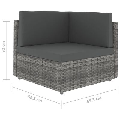 vidaXL loungesæt til haven 4 dele med hynder polyrattan grå