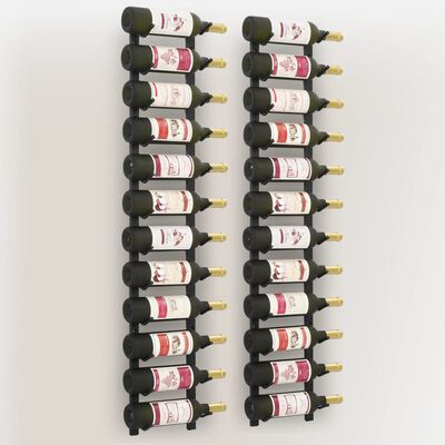 vidaXL vægmonteret vinreoler til 12 vinflasker 2 stk. sort jern