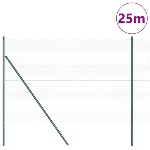 vidaXL Hegnsp&aelig;l Gr&oslash;n 25 x 1,5 m (36 mm mesh) St&aring;l