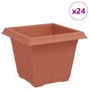 vidaXL Firkantet Blomsterkrukke 24 pcs Mursten R&oslash;d 20 x 20 x 16 cm