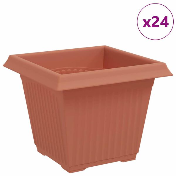 vidaXL Firkantet Blomsterkrukke 24 pcs Mursten R&oslash;d 20 x 20 x 16 cm