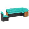vidaXL havesofas&aelig;t med 6 hynder sort polyrattan