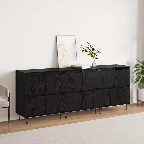 vidaXL Sideboards 3 pcs Sort eg 180 x 35 x 70 cm Konstrueret tr&aelig;