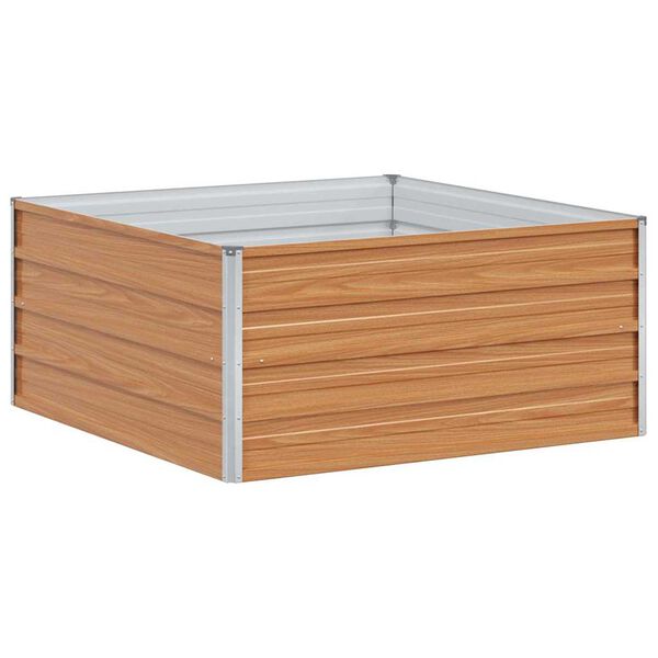 vidaXL Højbed Lys Brun 100 x 100 x 45 cm Galvaniseret stål