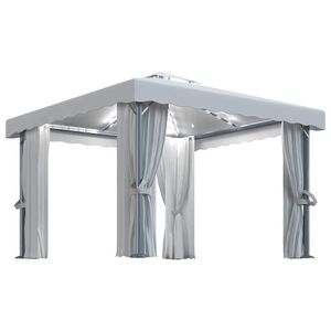 vidaXL pavillon med gardin og LED-lysk&aelig;der 3x3 m cremefarvet