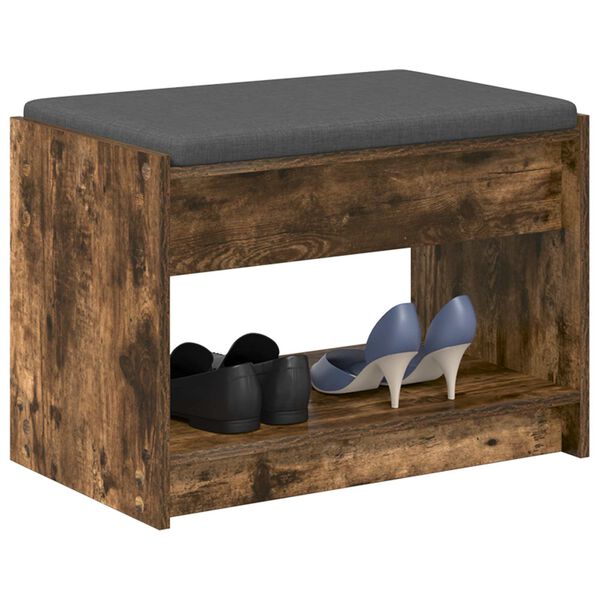 vidaXL Hallb&aelig;nk med pude R&oslash;get Eg 63 x 38 x 45 cm Kunstigt tr&aelig; og stof
