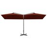 vidaXL dobbelt parasol 600x300 cm st&aring;lstang terracottafarvet