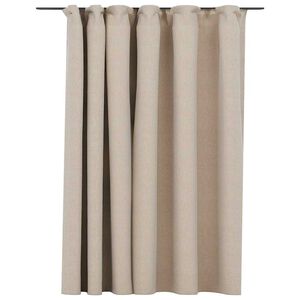 vidaXL m&oslash;rkl&aelig;gningsgardin med kroge h&oslash;r-look 290x245 cm beige