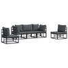 vidaXL Havesofa S&aelig;t med pude 5 pcs Sort Aluminium