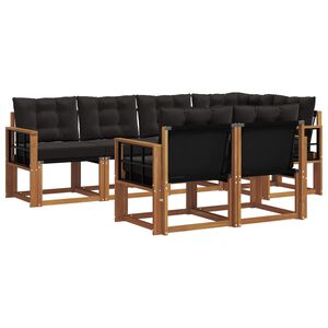 vidaXL Udend&oslash;rs sofagruppe med pude 7 pcs Naturlig og sort