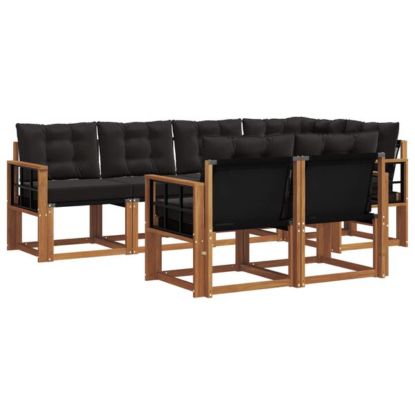 vidaXL Udend&oslash;rs sofagruppe med pude 7 pcs Naturlig og sort