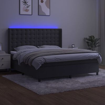 vidaXL kontinentalseng med LED-lys 160x200 cm fløjl mørkegrå