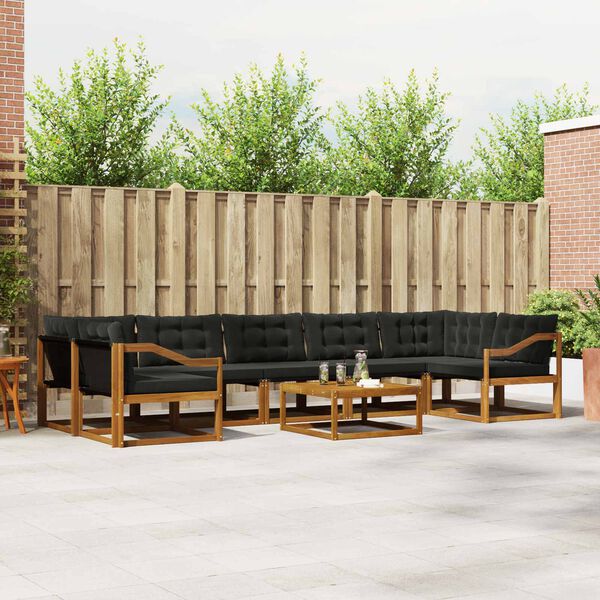 vidaXL Udend&oslash;rs sofagruppe med pude 8 pcs Naturlig og sort