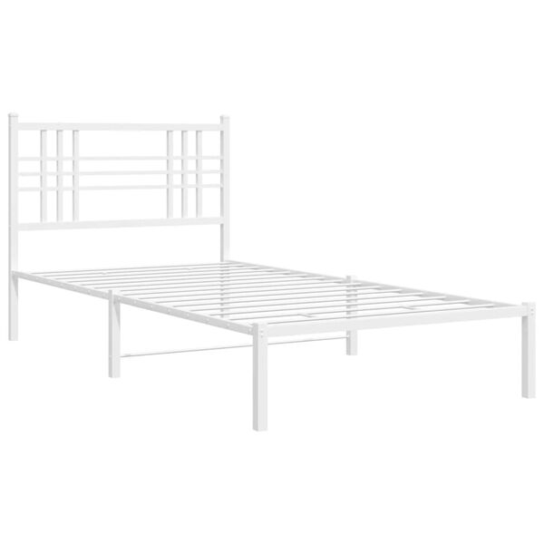 vidaXL sengeramme med sengegavl 90x200 cm metal hvid
