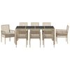 vidaXL Have Spisebordss&aelig;t 9 pcs Beige polyrattan