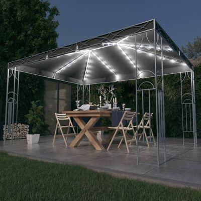 vidaXL pavillon med LED-lyskæder 400x300 cm antracitgrå
