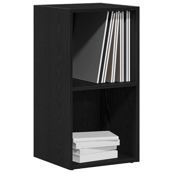 vidaXL LP-opbevaringsboks 71x34x36 cm konstrueret træ sort-eg