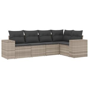 vidaXL sofas&aelig;t 5 dele med hynder polyrattan lysegr&aring;