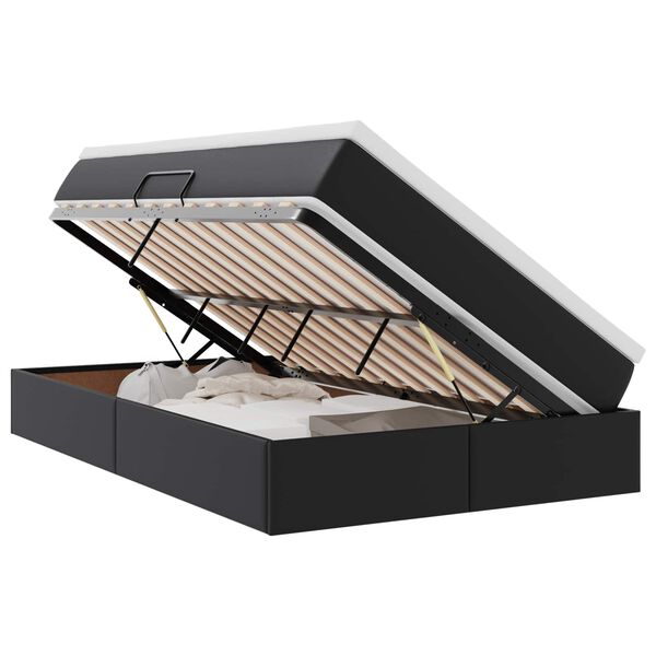 vidaXL Seng med opbevaring og madras Sort 120 x 190 cm Faux l&aelig;der