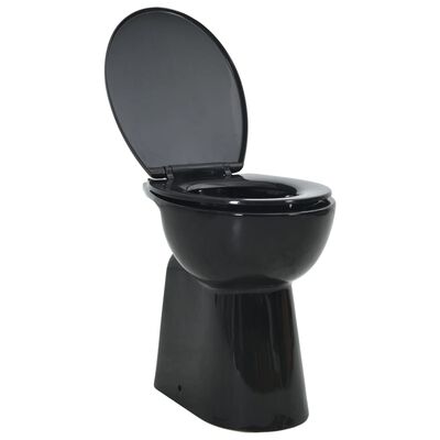 vidaXL højt toilet uden kant soft close 7 cm højere keramik sort